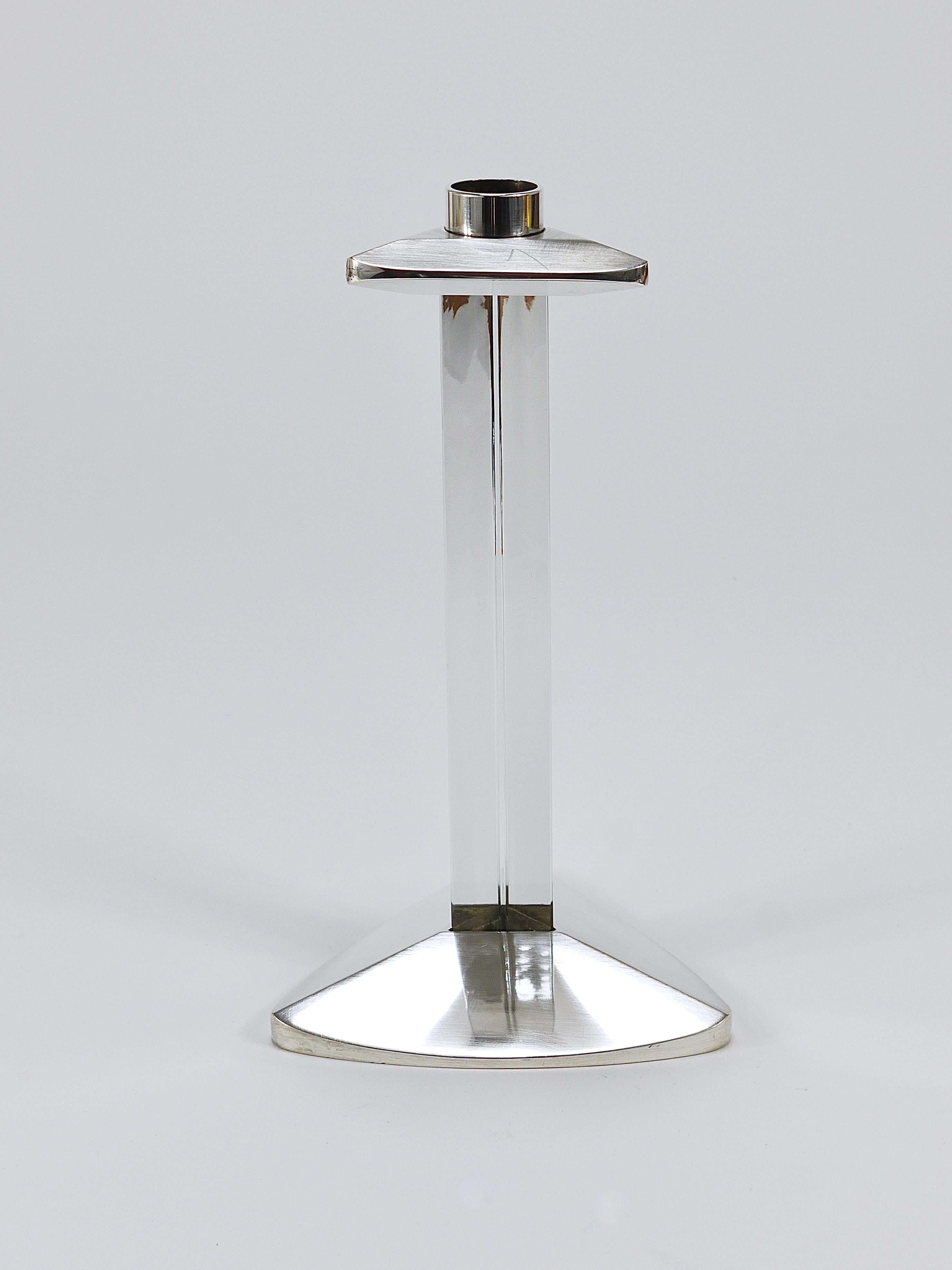 Riedel x Mesa Portavelas postmoderno de plata y cristal, Italia, 1980 Moderno de mediados de siglo en venta