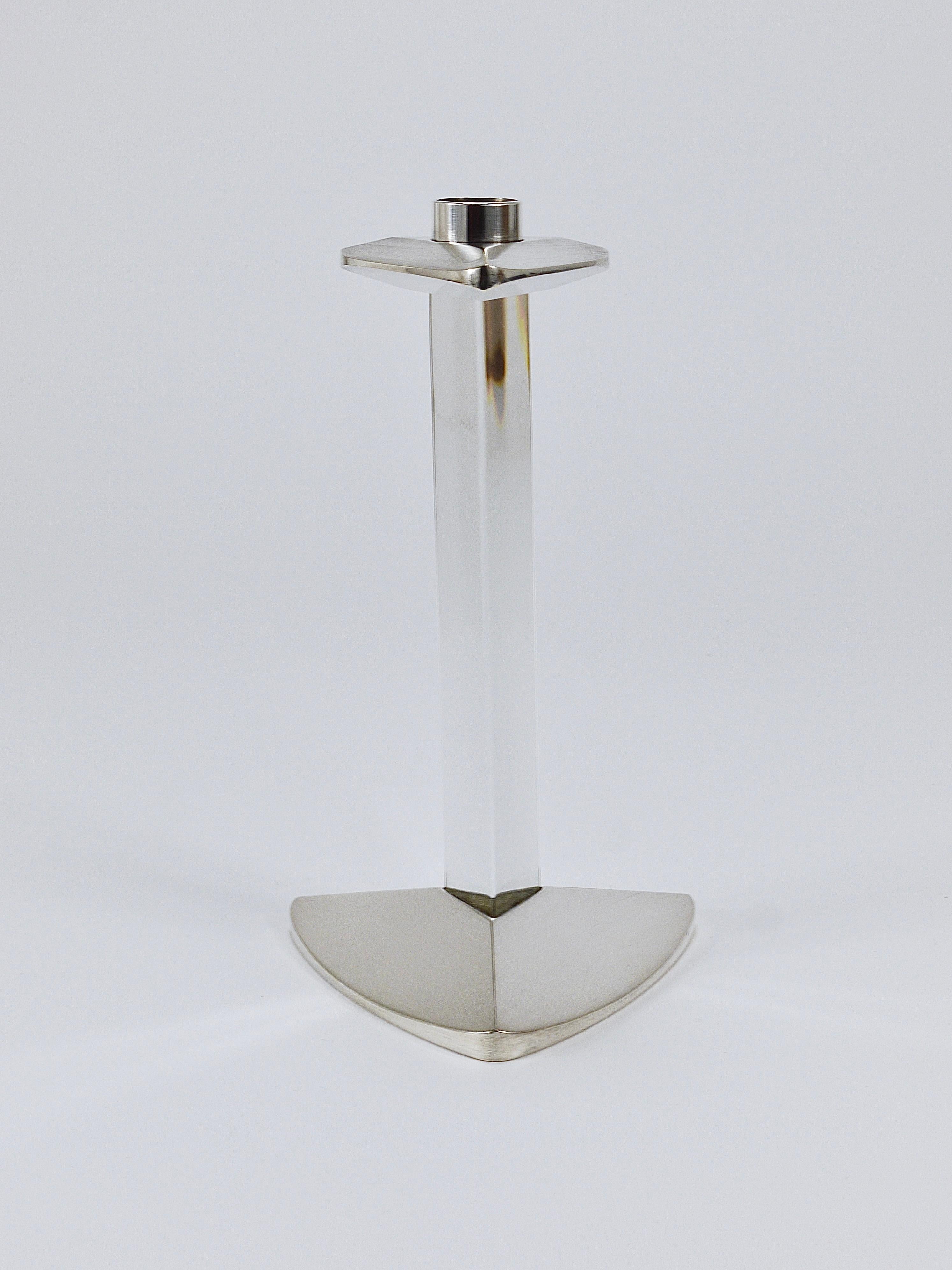 Riedel x Mesa Portavelas postmoderno de plata y cristal, Italia, 1980 en Bueno estado para la venta en Vienna, AT