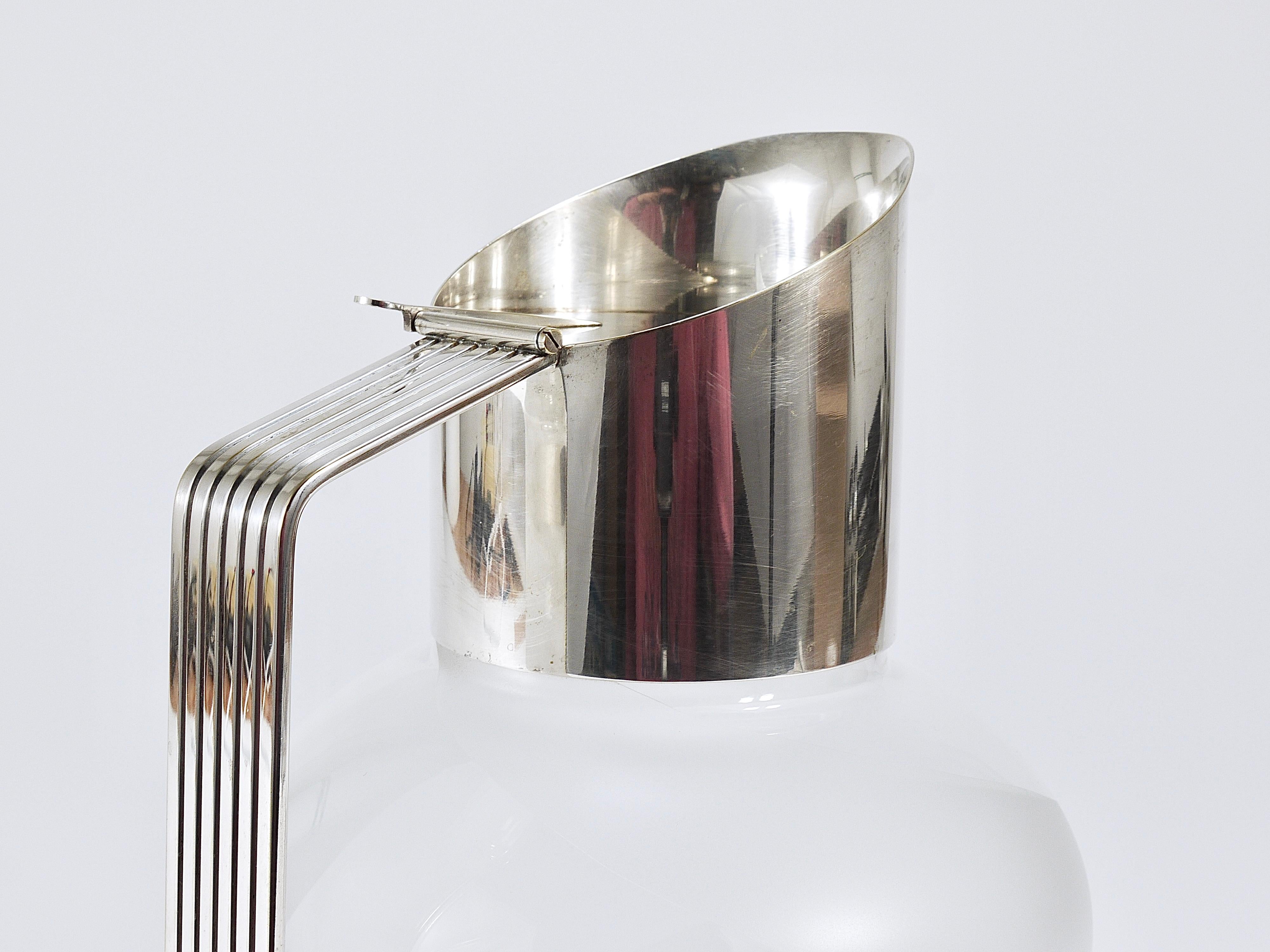 Riedel x Mesa Postmodern Silver & Crystal Pitcher Decanter Jug , Italy, 1980s 5