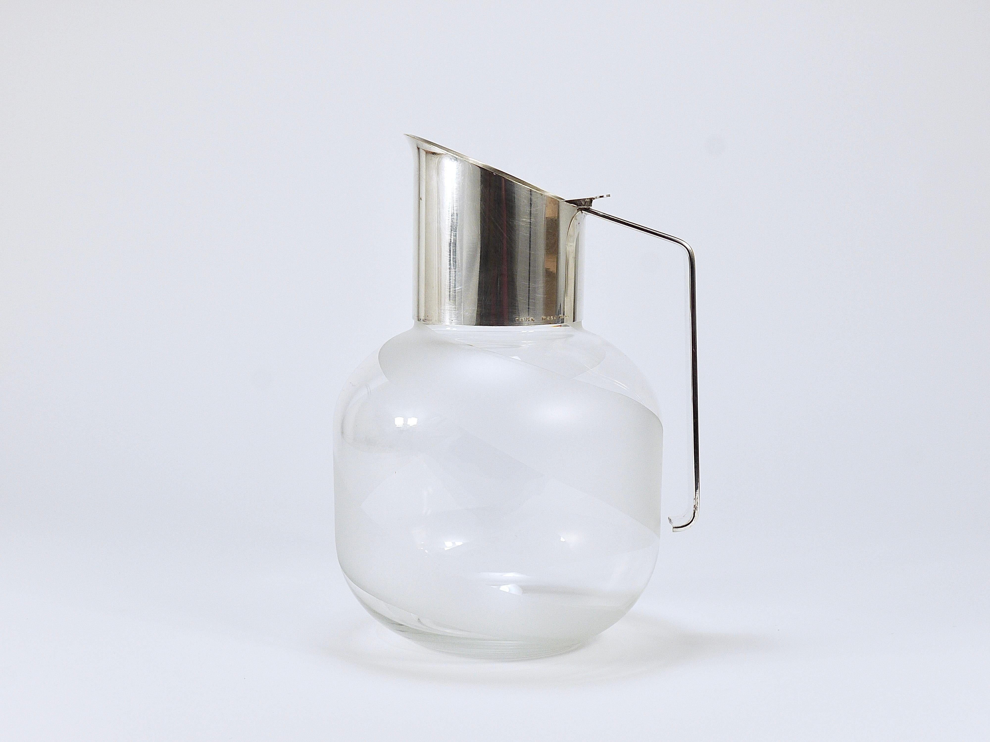 Riedel x Mesa Postmodern Silver & Crystal Pitcher Decanter Jug , Italy, 1980s 6