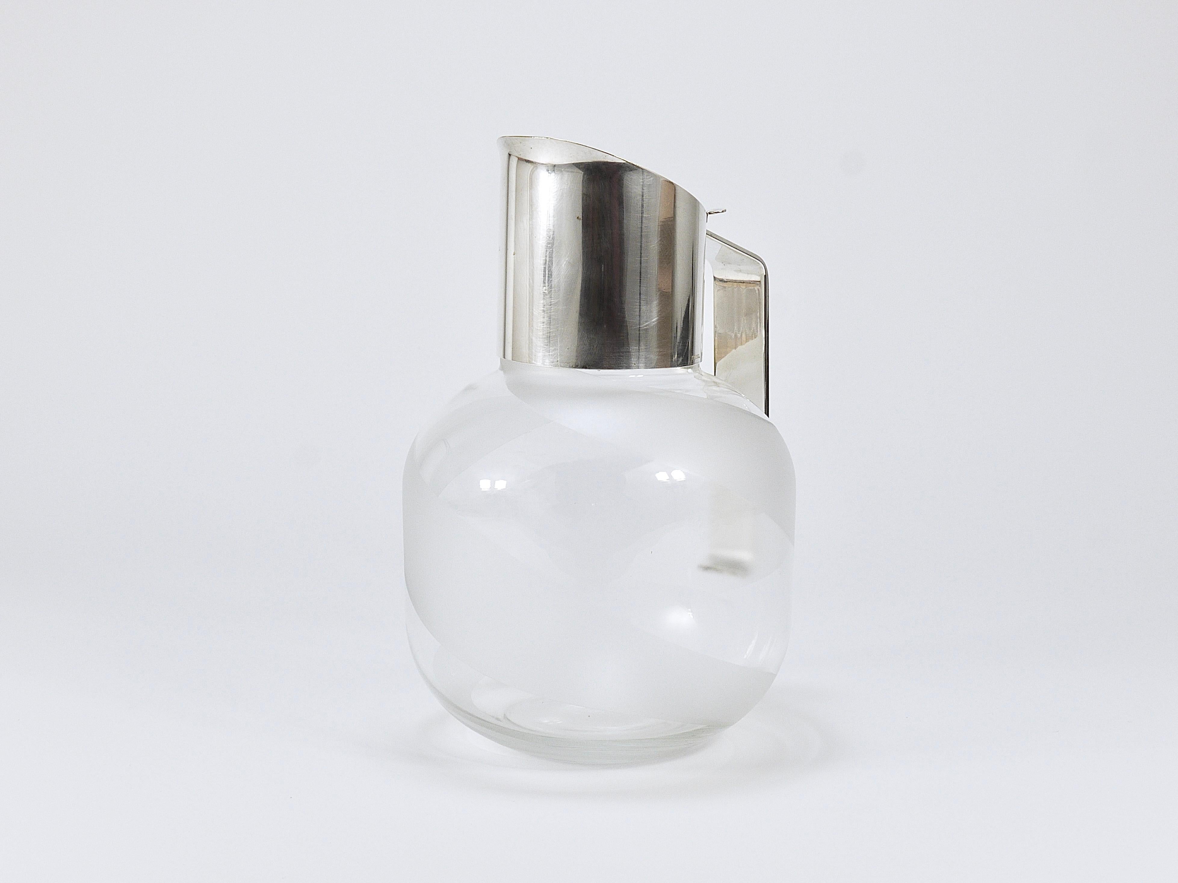 Riedel x Mesa Postmodern Silver & Crystal Pitcher Decanter Jug , Italy, 1980s 7