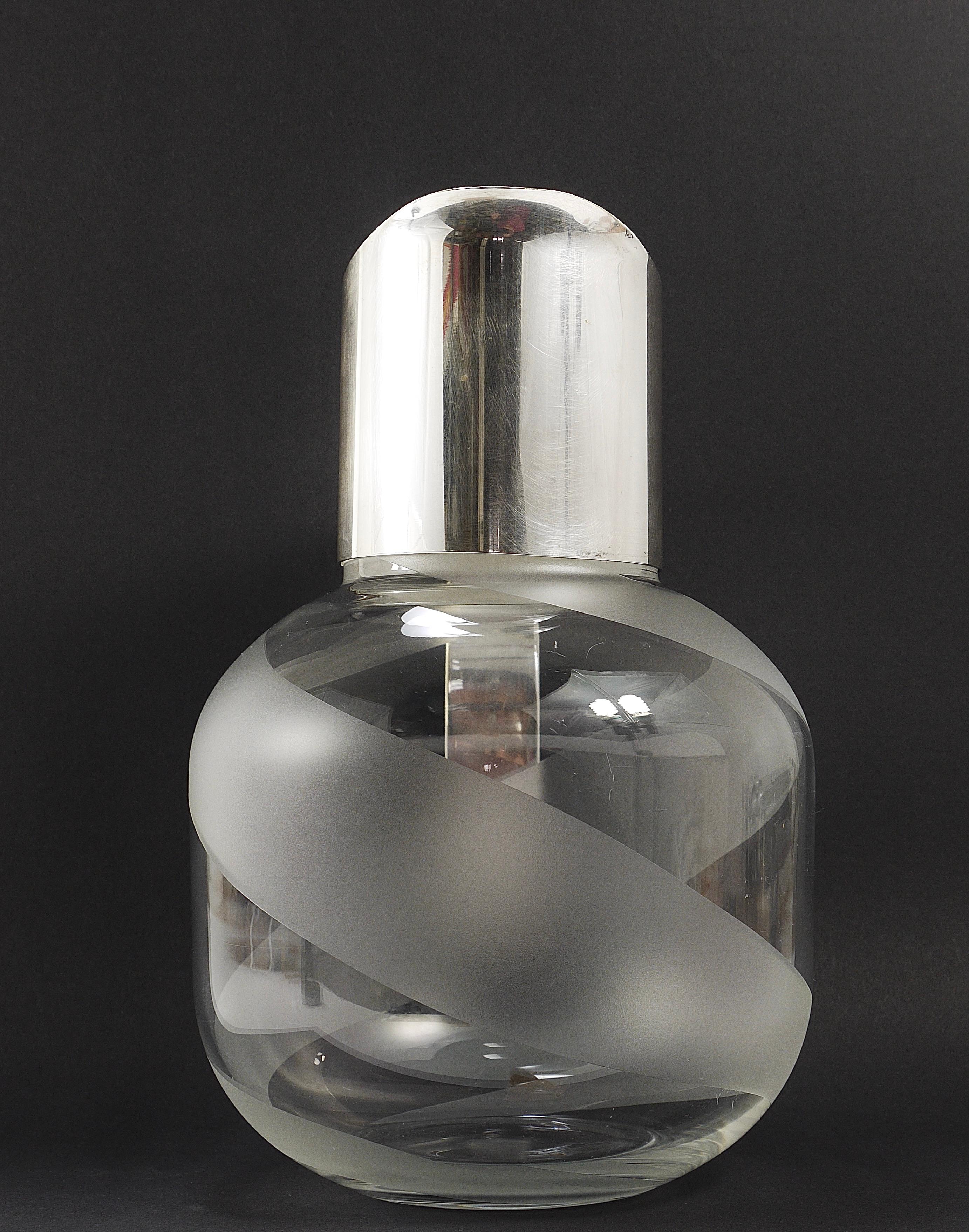 Riedel x Mesa Postmodern Silver & Crystal Pitcher Decanter Jug , Italy, 1980s 8