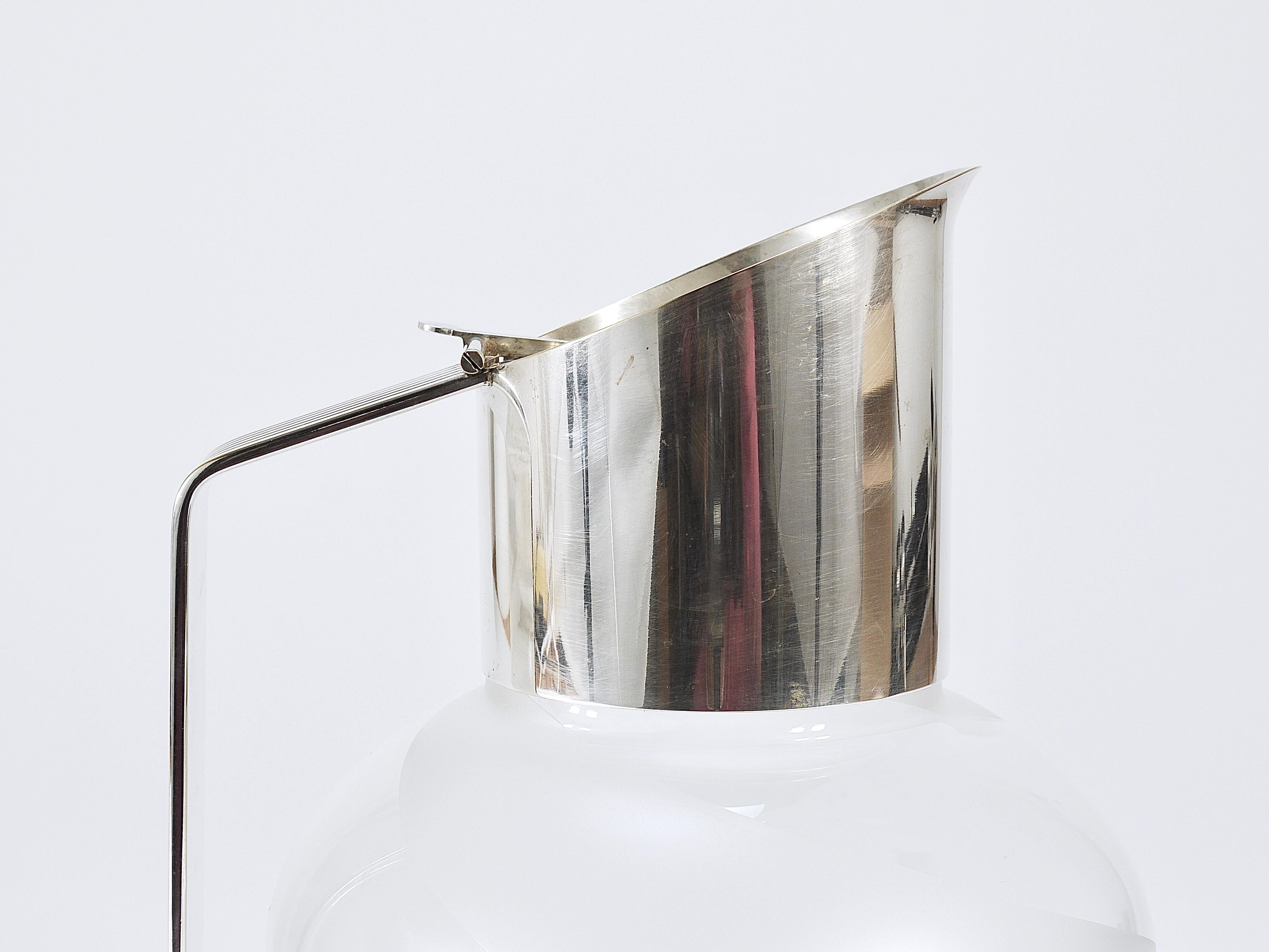 Riedel x Mesa Postmodern Silver & Crystal Pitcher Decanter Jug , Italy, 1980s 9