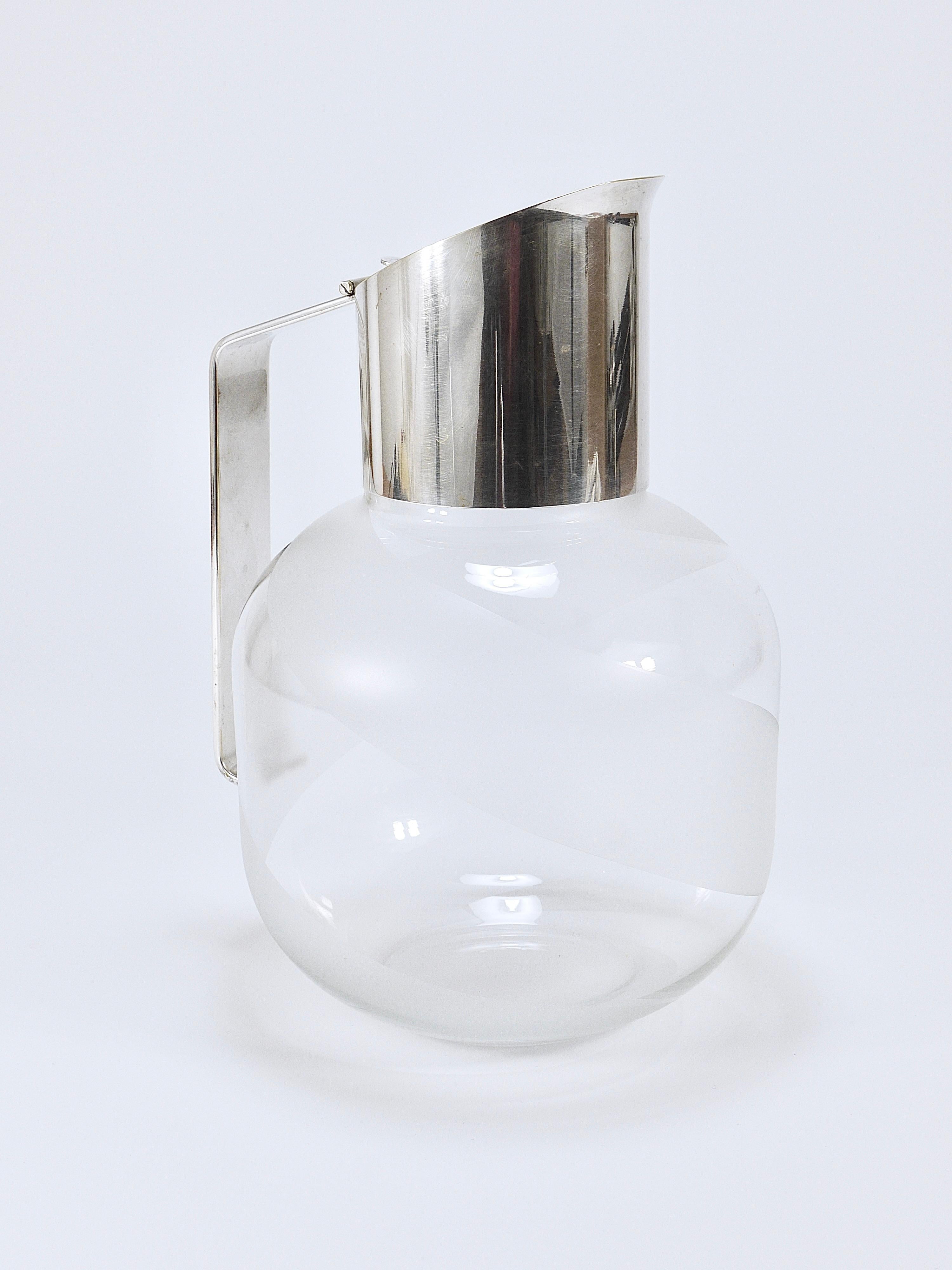 Riedel x Mesa Postmodern Silver & Crystal Pitcher Decanter Jug , Italy, 1980s 13