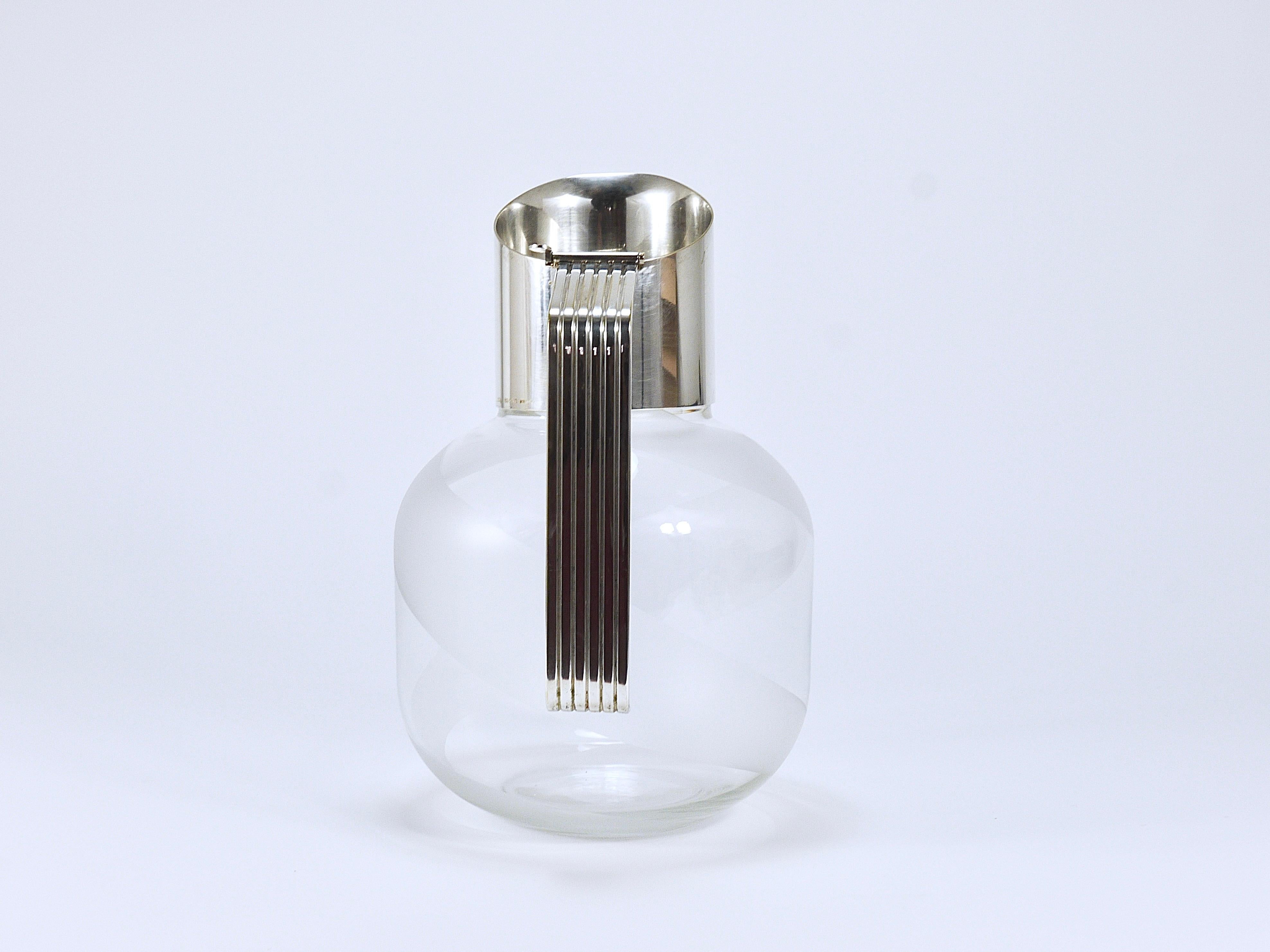 Riedel x Mesa Postmodern Silver & Crystal Pitcher Decanter Jug , Italy, 1980s In Good Condition In Vienna, AT