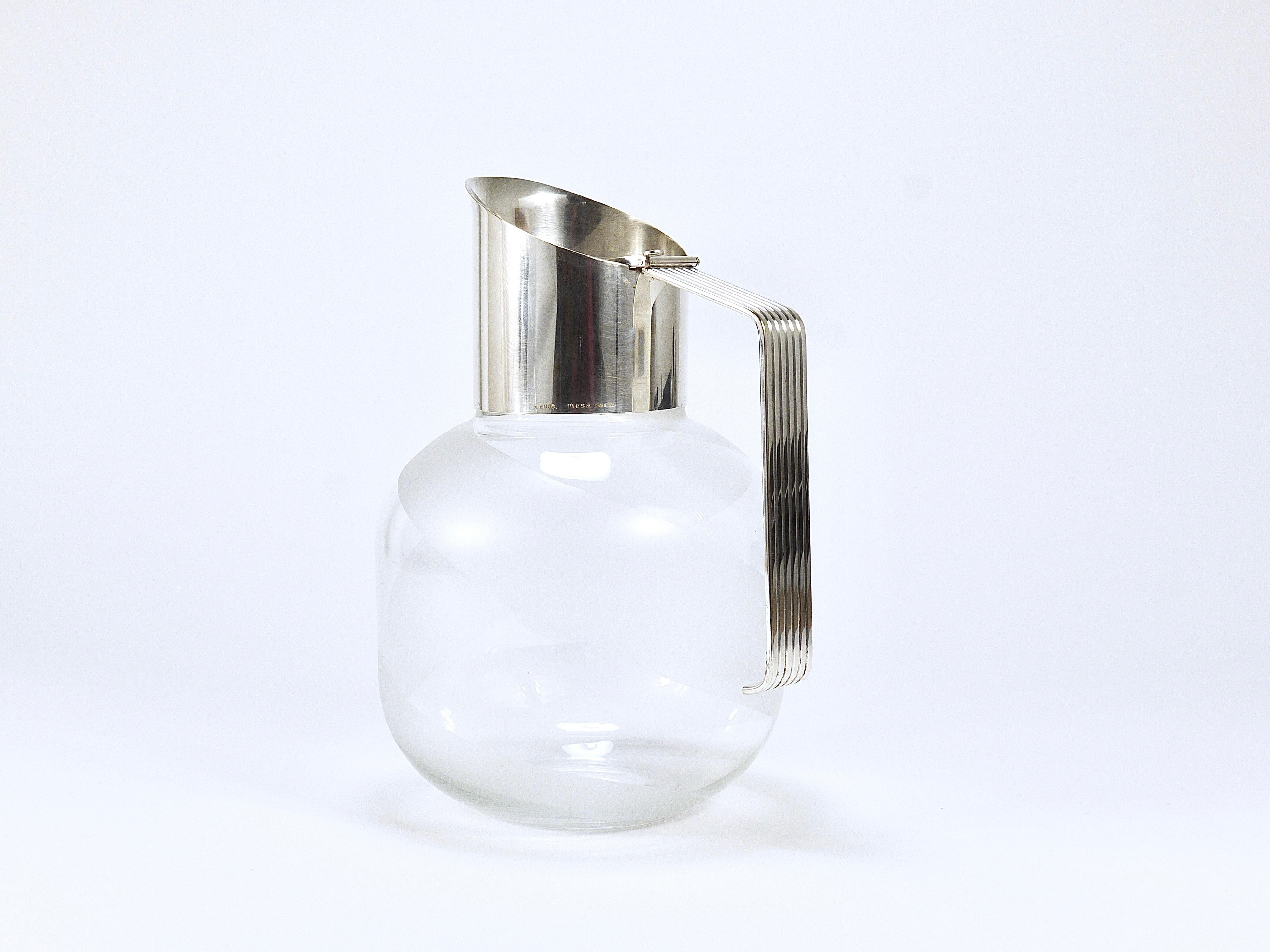 Riedel x Mesa Postmodern Silver & Crystal Pitcher Decanter Jug , Italy, 1980s 2