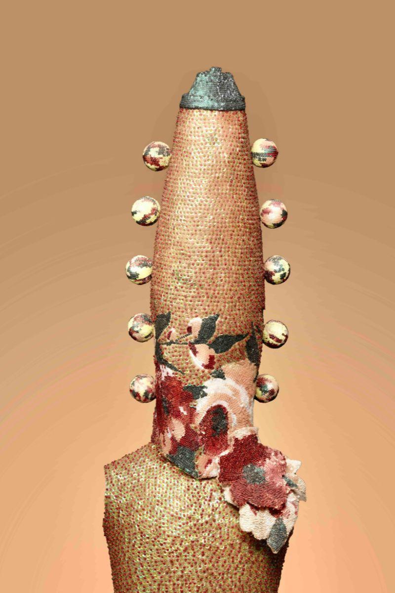Colorful Tropical Flower Totem - Sculpture by Rien Bekkers