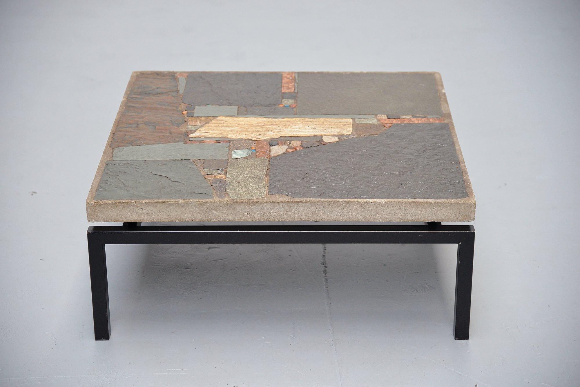 Rare and unique artwork coffee table designed and made by Rien Goené, Utrecht 1959. Rien Goene was a Dutch artist, painter and sculptor who inspired his work on the Cobra movement that was founded in 1948. He started making tables together with Paul