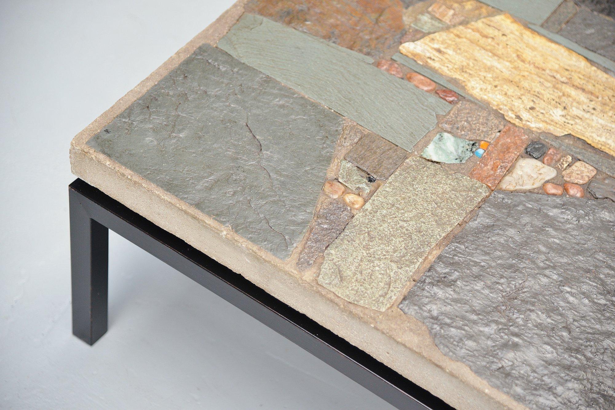 Cold-Painted Rien Goene Abstract Artwork Coffee Table Holland, 1959