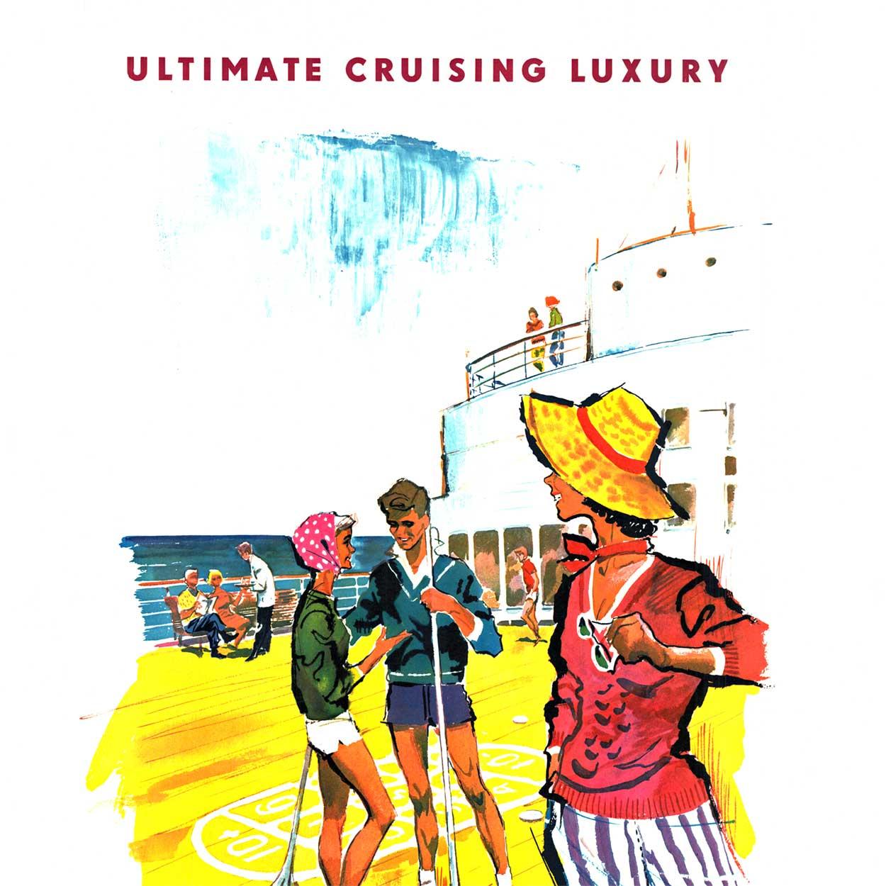 Originales Vintage-Reiseplakat „Holland - America Line“ von Kreuzfahrtschiffen – Print von Rien Poortvliet