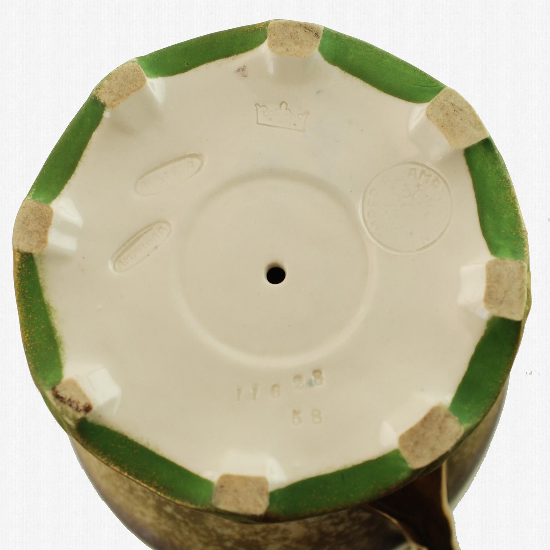 Riessner & Kessel Amphora Turn Teplitz Two-Handled Vase with Iridized Glaze For Sale 4