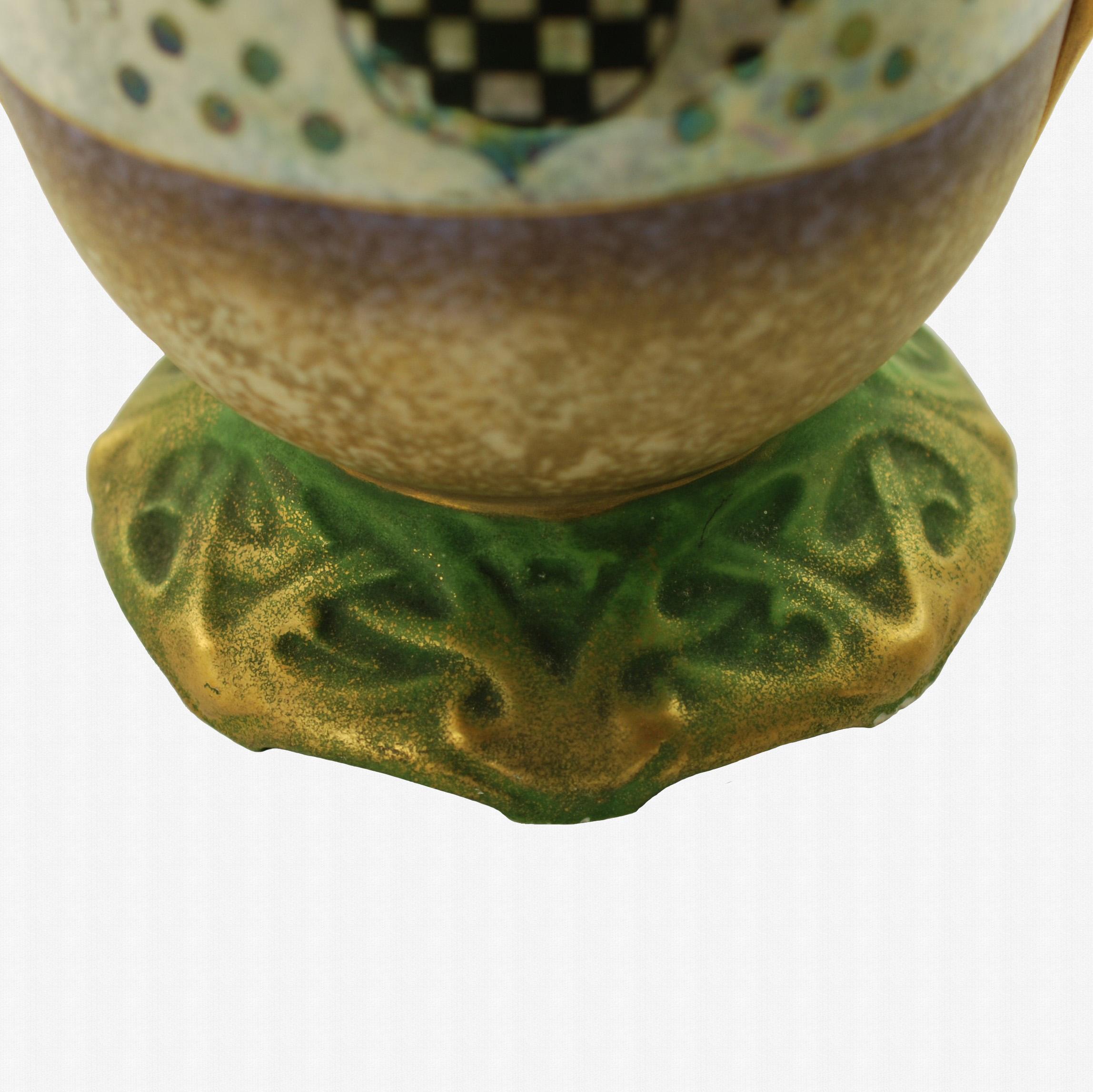 Riessner & Kessel Amphora Turn Teplitz Two-Handled Vase with Iridized Glaze For Sale 1