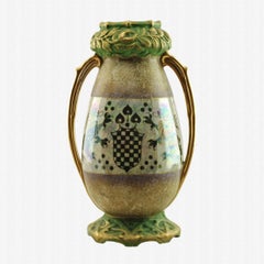 Riessner & Kessel Amphora Turn Teplitz Two-Handled Vase with Iridized Glaze