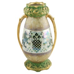 Vase à deux poignées Riessner & Kessel Amphora Turn Teplitz à glaçure irisée