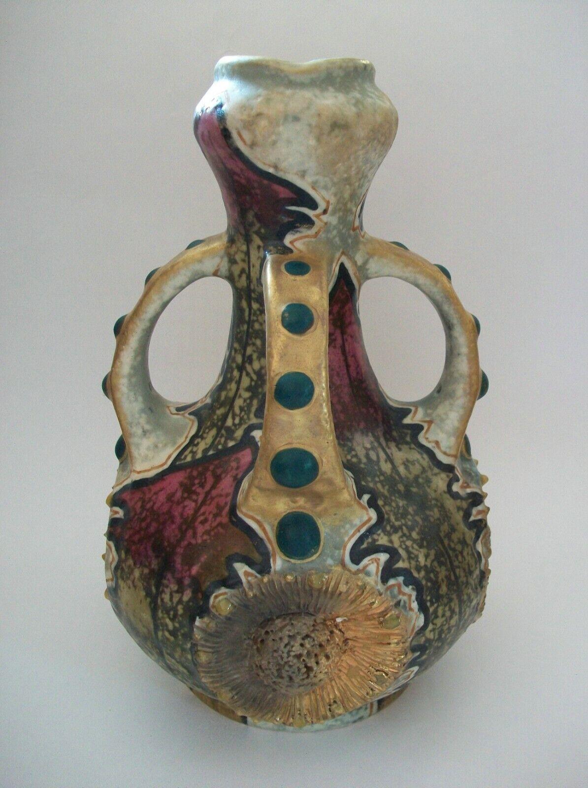 Ceramic Riessner, Stellmacher & Kessel, Art Nouveau Sunflower Vase, Austria, C.1900 For Sale