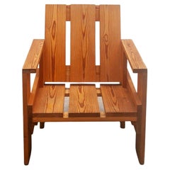 Rietveld Pine Lounge Crate Chair, 1980s