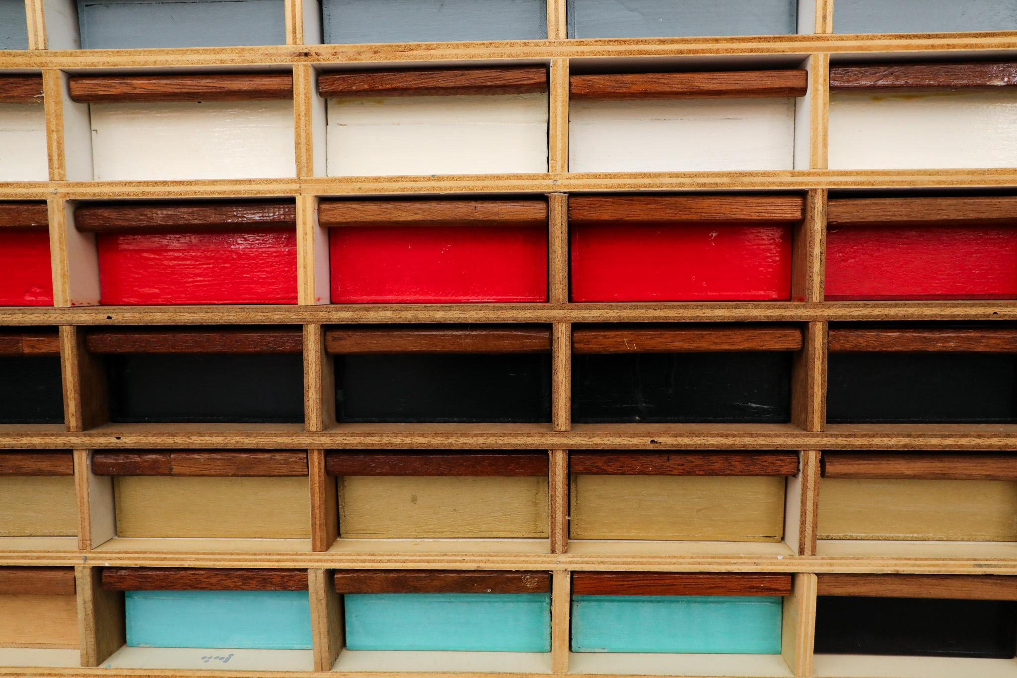 Rietveld Style Multi-Colored Cigar Box Storage Cabinet 5