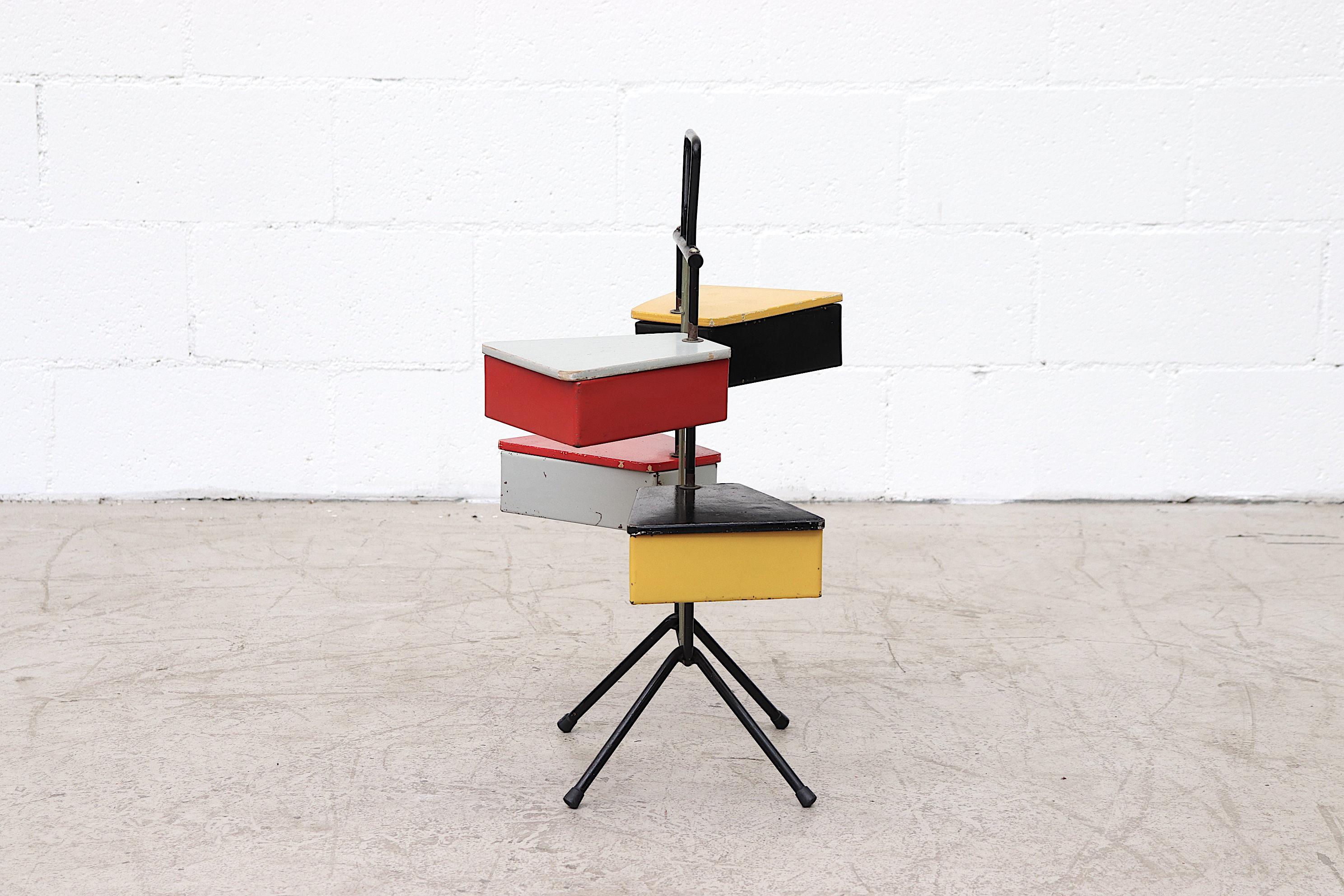 Enameled Rietveld Style Sewing Box by J.Teders for Metalux