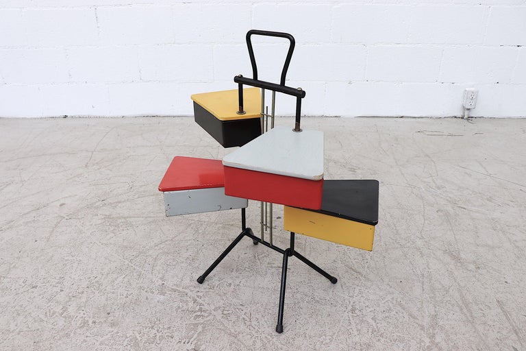 Rietveld Style Sewing Box by J.Teders for Metalux In Good Condition For Sale In Los Angeles, CA