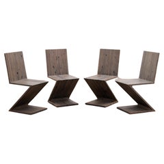 Retro Rietveld Zigzag Chair - Classic Design Furniture in American Pine 1950