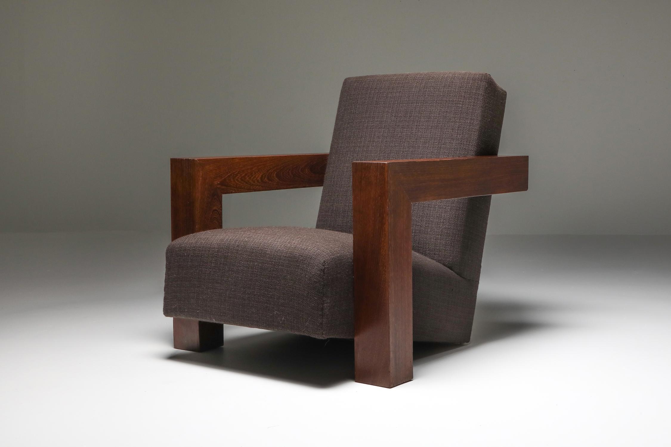 Mid-20th Century Rietveld's Utrecht Chair with a Wooden Frame, a Pair