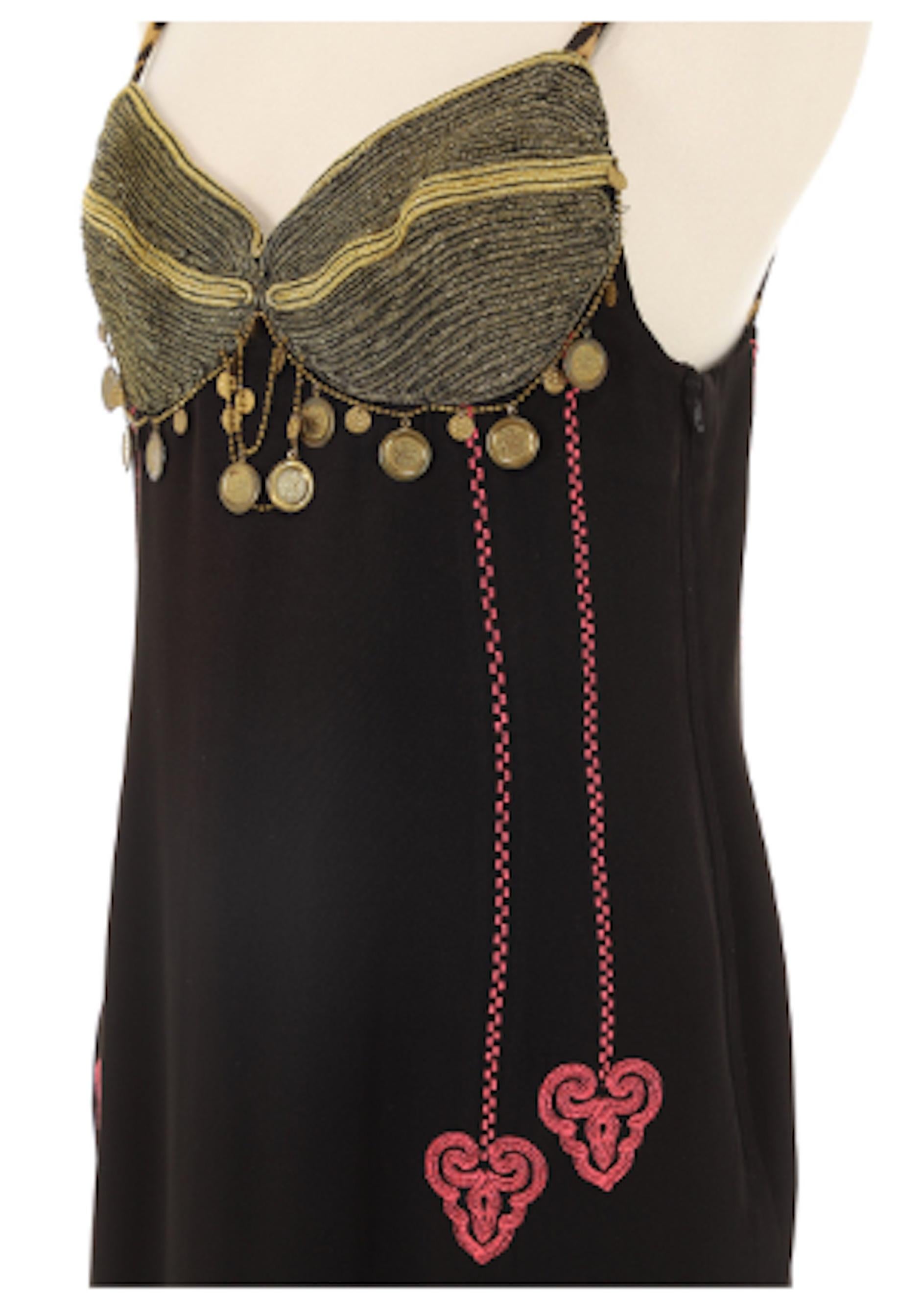 Rifat Ozbek 1990's Black Coin Dress  In Excellent Condition For Sale In New York, NY