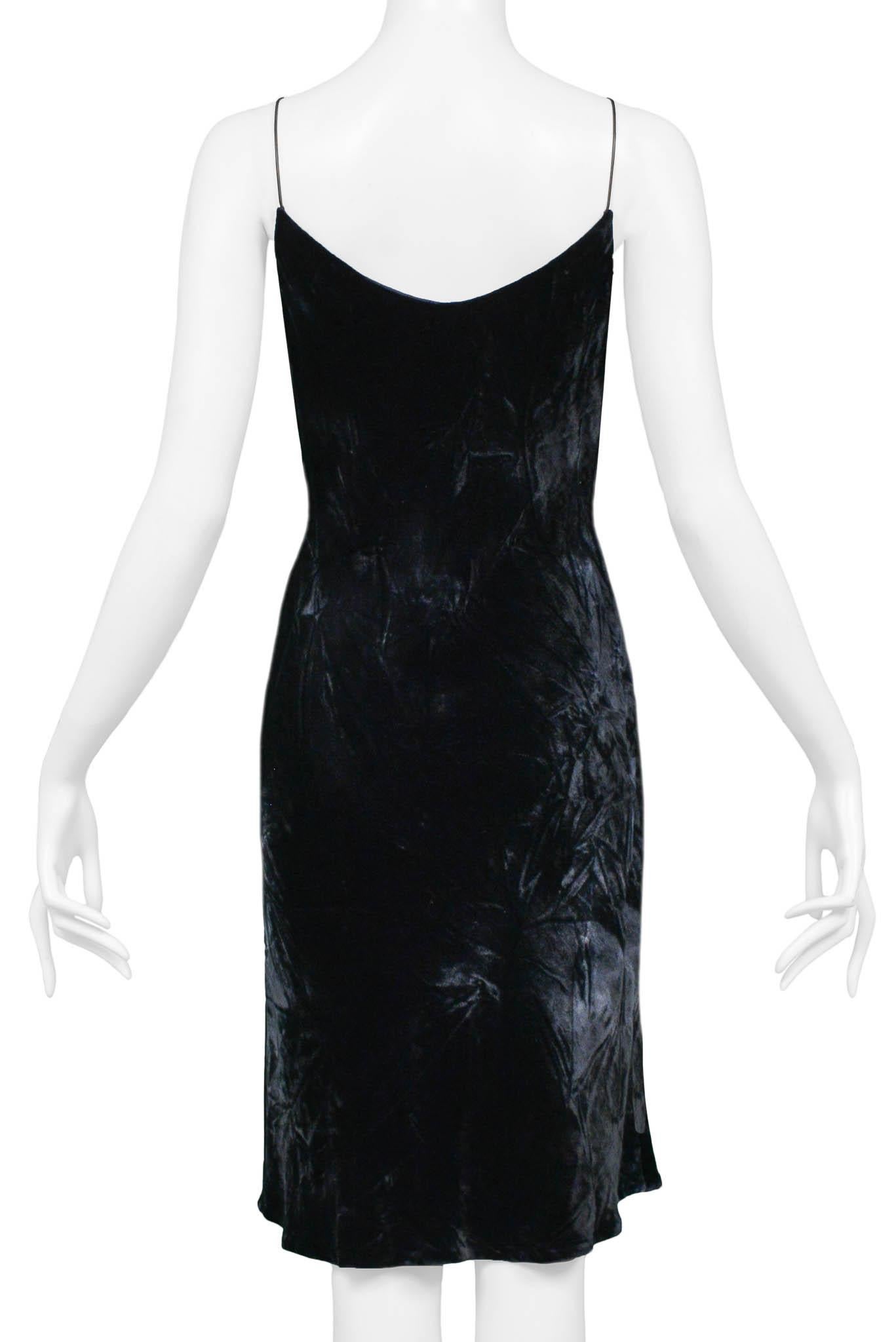 Rifat Ozbek Gunmetal Grey Velvet Slip Dress In Excellent Condition For Sale In Los Angeles, CA