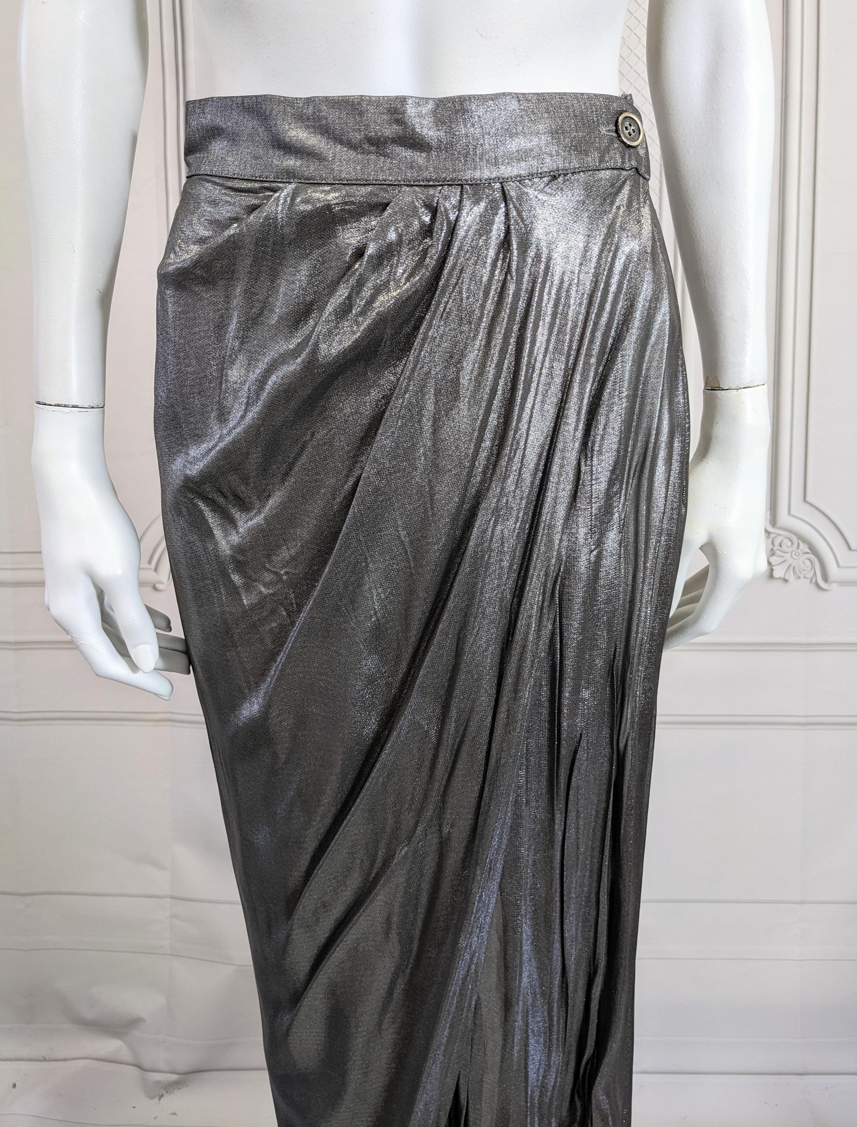 Rifat Ozbek Liquid Lame Wrap Skirt In Good Condition For Sale In New York, NY