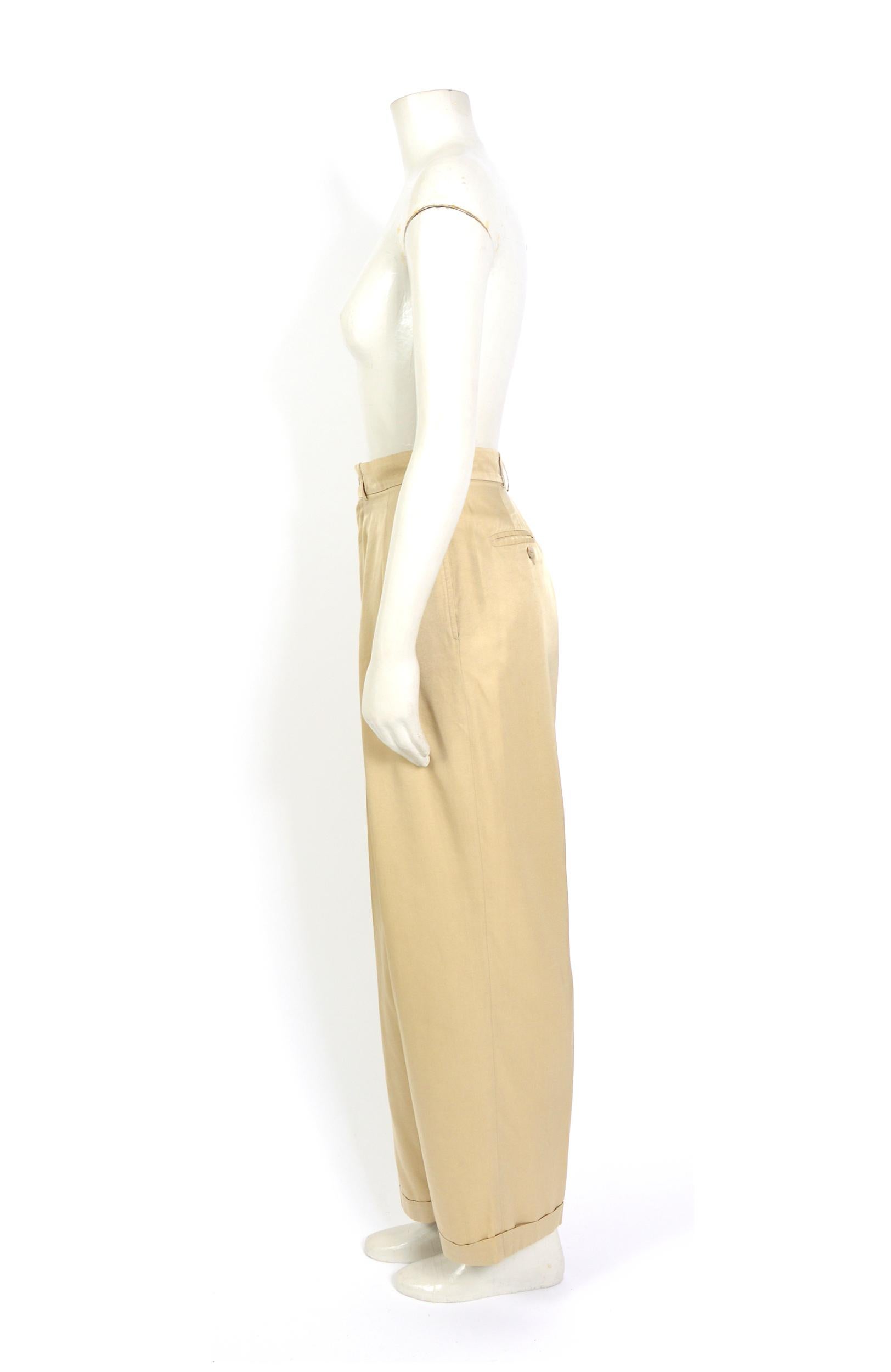 Rifat Ozbek Vintage 1990er Jahre Vorne plissierte elegante Hose aus Seidengemisch   im Zustand „Hervorragend“ im Angebot in Antwerp, BE