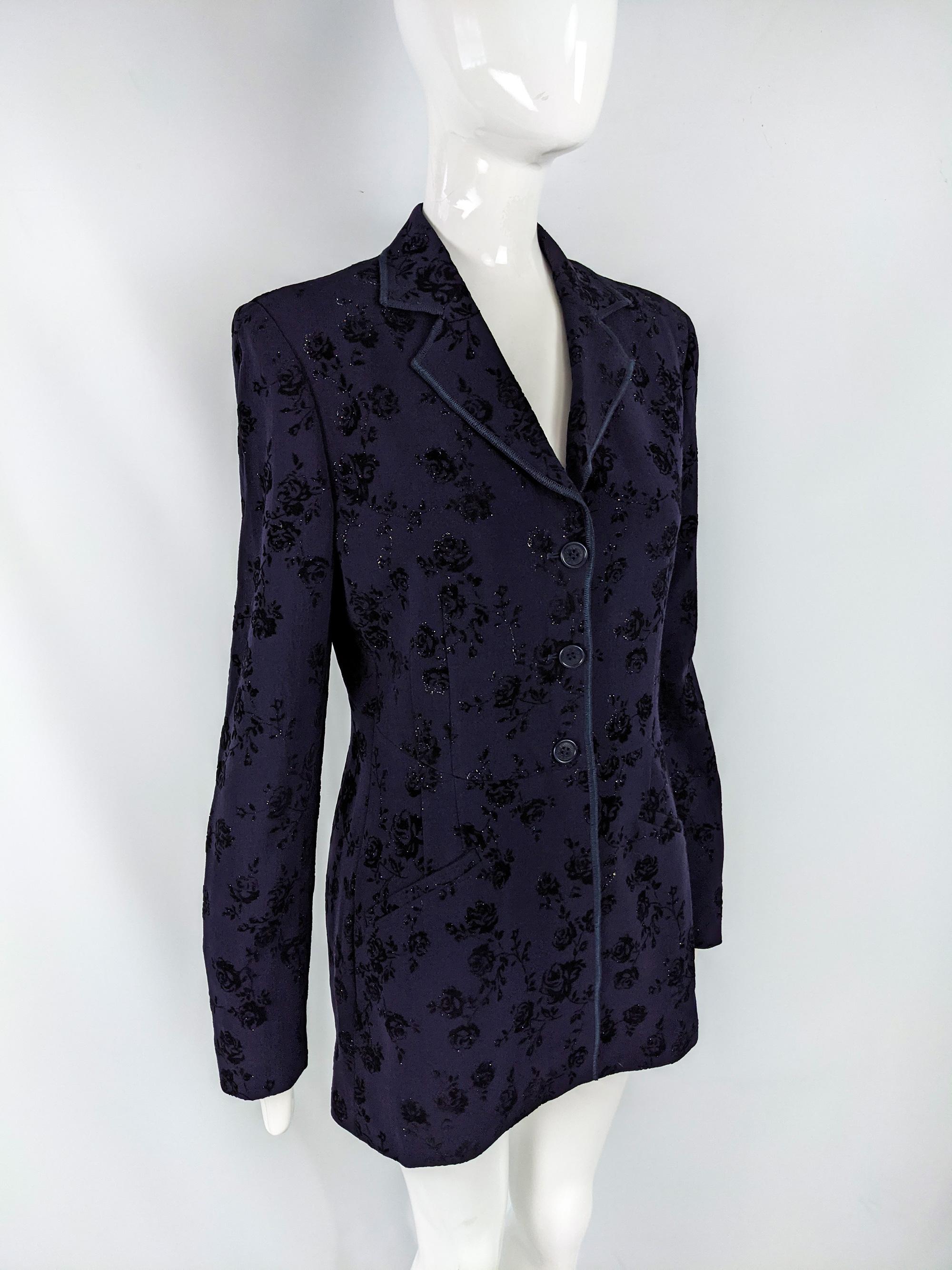 Black Rifat Ozbek Vintage Womens Dark Purple Tailored Velvet & Wool Jacket For Sale