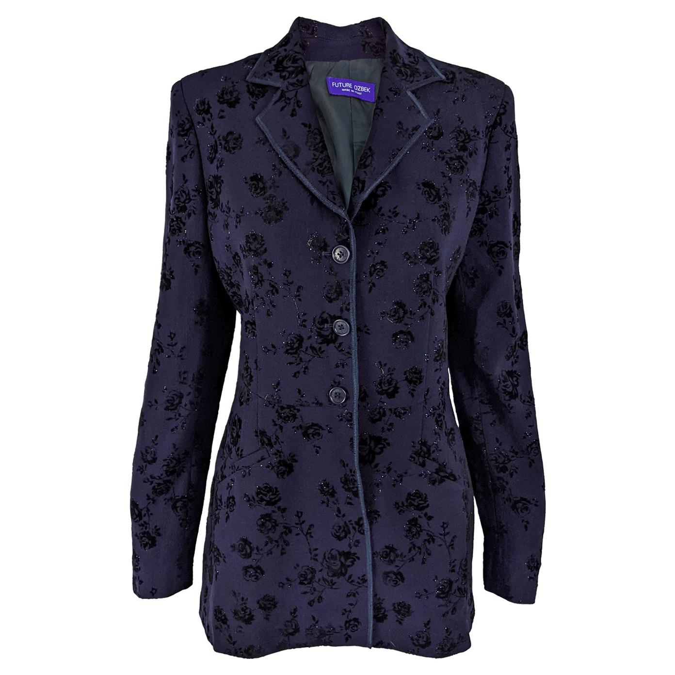 Rifat Ozbek Vintage Womens Dark Purple Tailored Velvet & Wool Jacket For Sale