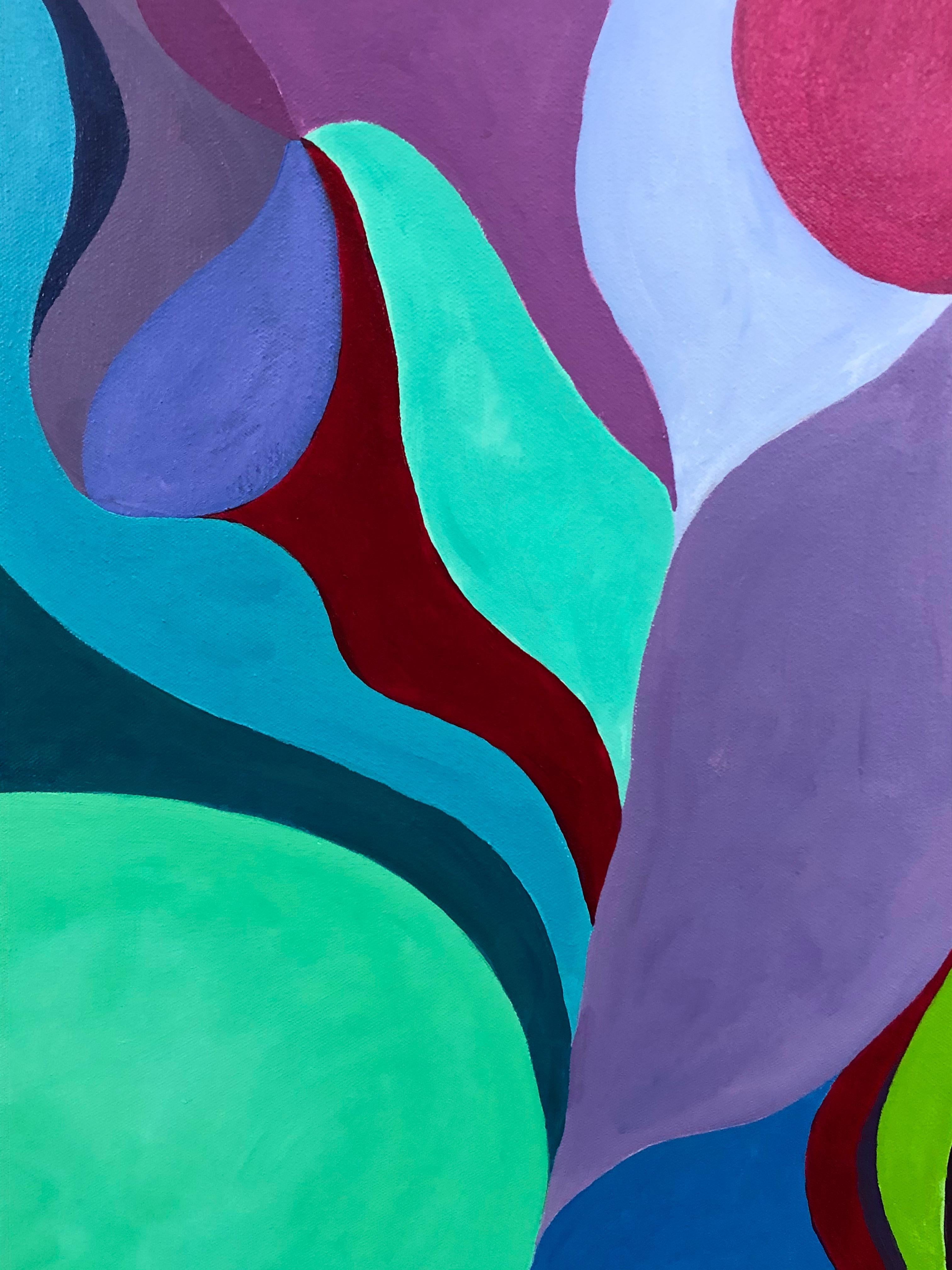 Americano Riff on Fuschia and Turquoise Pittura astratta originale in vendita
