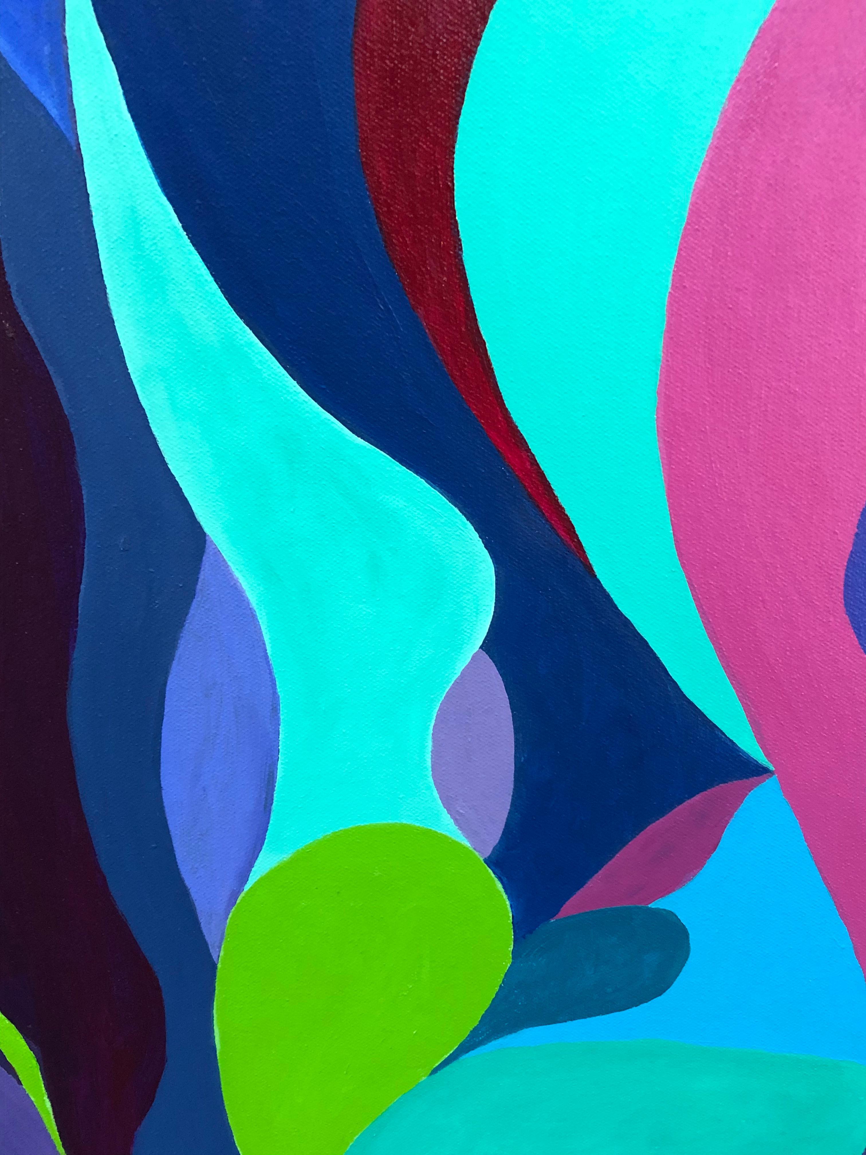 Riff on Fuschia and Turquoise Pittura astratta originale In condizioni ottime in vendita a Hopewell, NJ