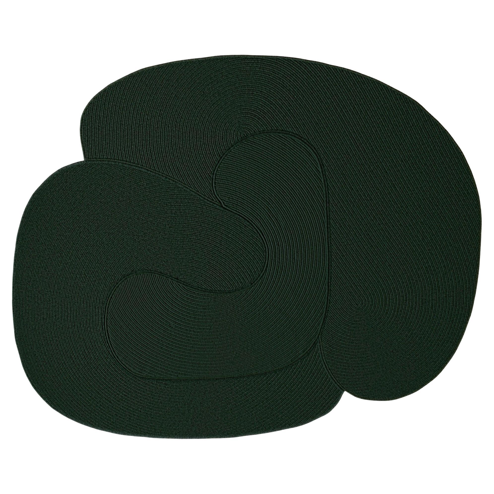 Riff Rug from Souda, 4x6 ft, Natural Wool, Hunter Green