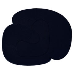 Riff Rug from Souda, 4x6 ft, Natural Wool, Navy Blue