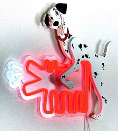 RiffBlast Pop Art Neon Sculpture of Disney Dog, Signed, 12x14 Inches