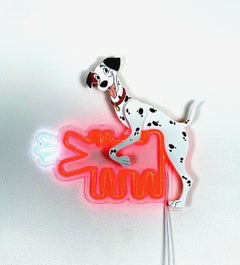 RiffBlast Pop Art Neon Sculpture of Disney Dog, Signed, 12x14 Inches