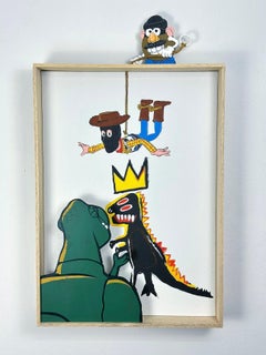 RiffBlast Pop-Art-Skulptur, handgeschnittenes Holz & Sprühfarbe, signiert