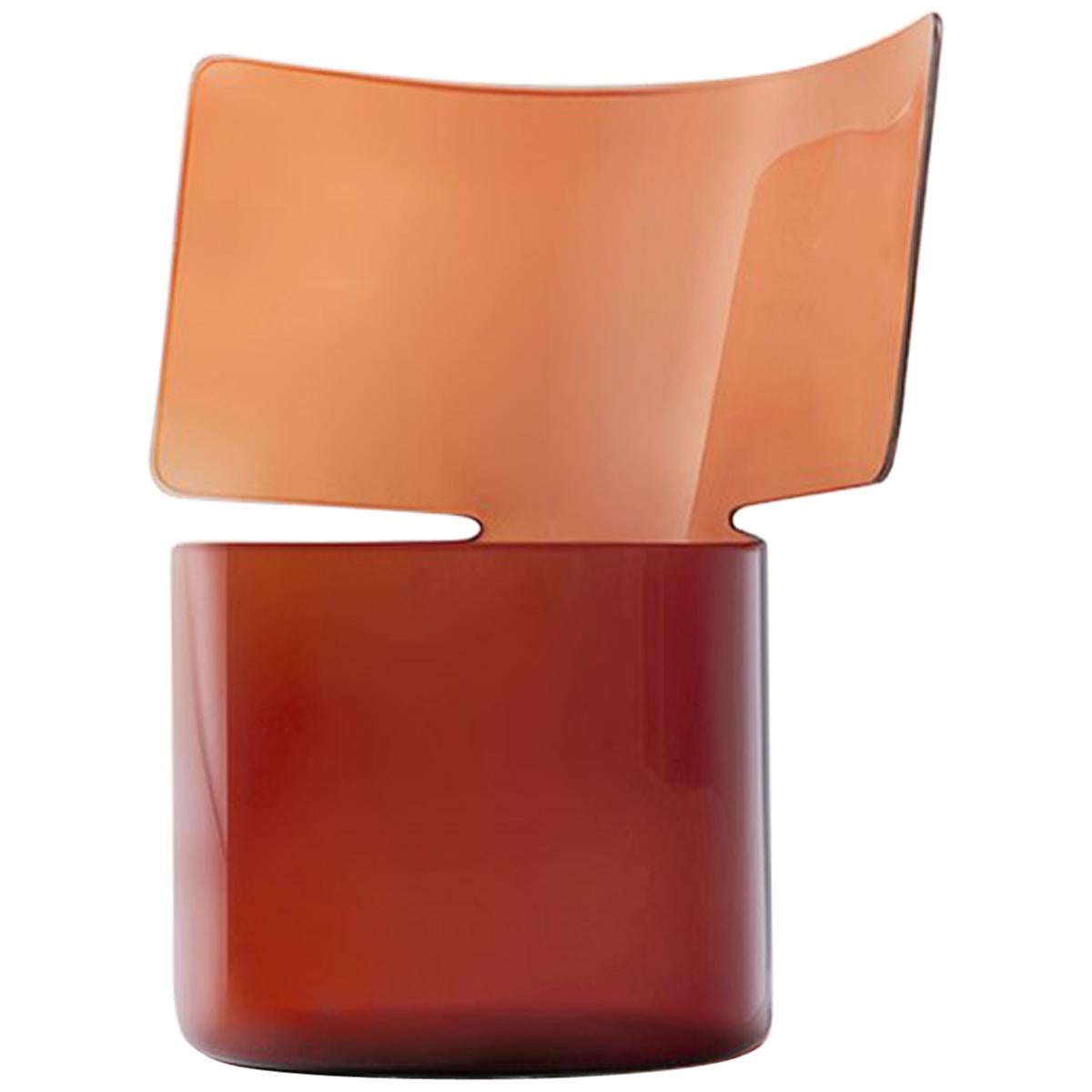 Riflessi Amber Blown Glass Vase by Böjte–Bottari For Sale