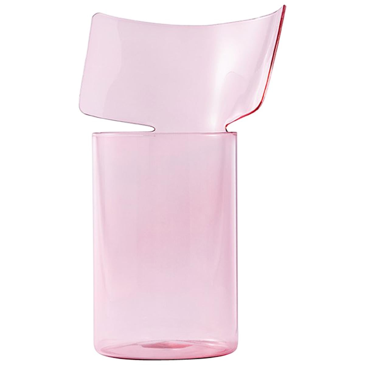 Riflessi High Pink Blown Glass Vase by Böijte–Bottari For Sale