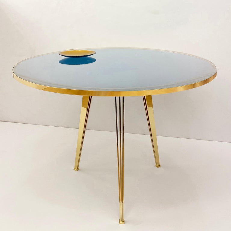 Riflesso Center and Dining Table by form ABlue Glass Version For Sale