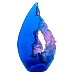 Rift I, an abstract blue & purple textured cast glass sculpture by Wayne Charmer Rift I, an abstract blue & purple textured cast glass sculpture by Wayne Charmer