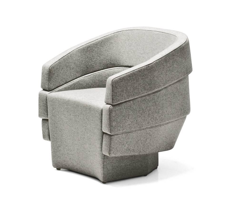 Italian Rift Small Armchair by Patricia Urquiola for Moroso in Fabric or Leather For Sale