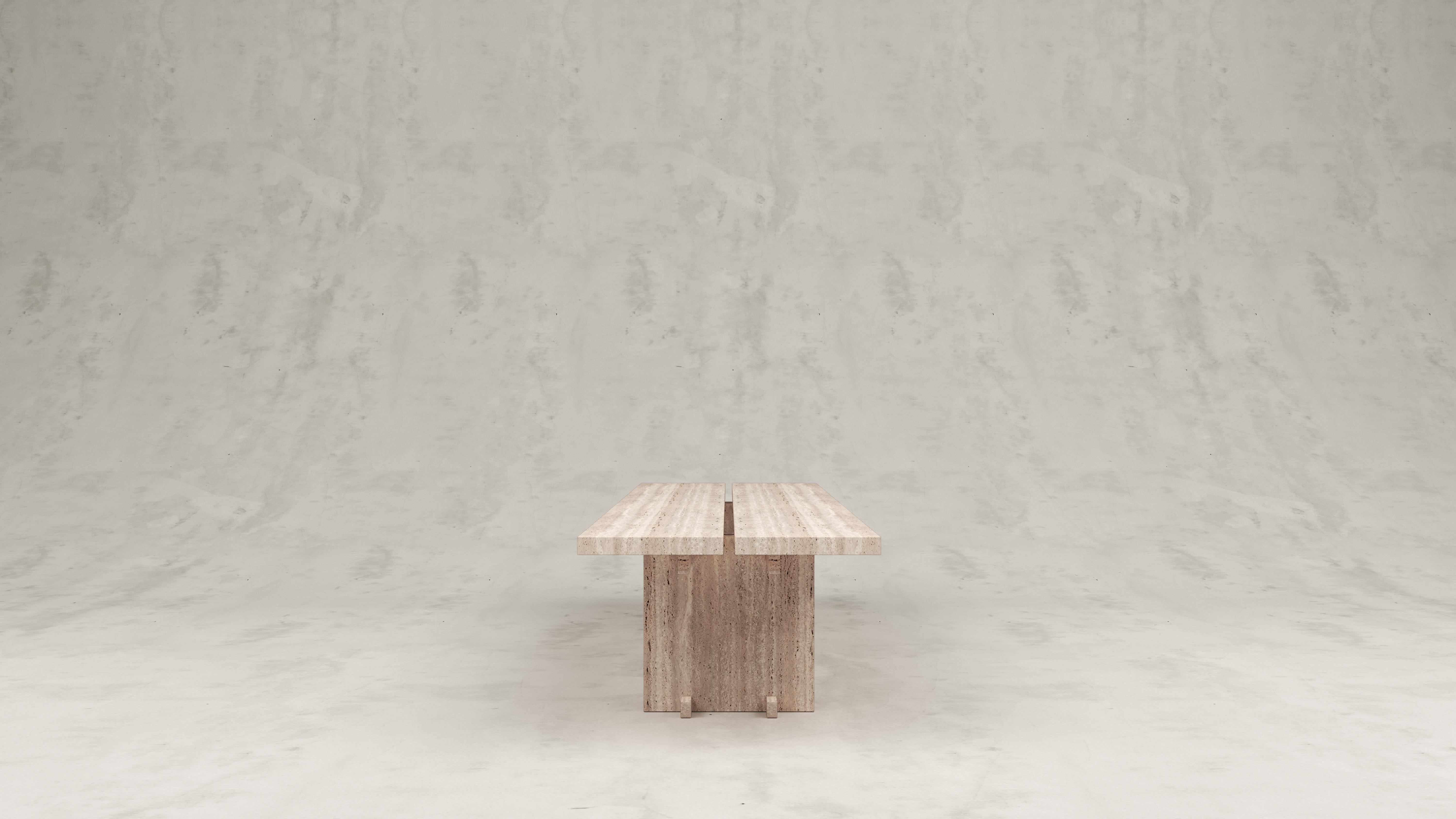 Belgian Rift Travertino Gririo Dining Table by Andy Kerstens
