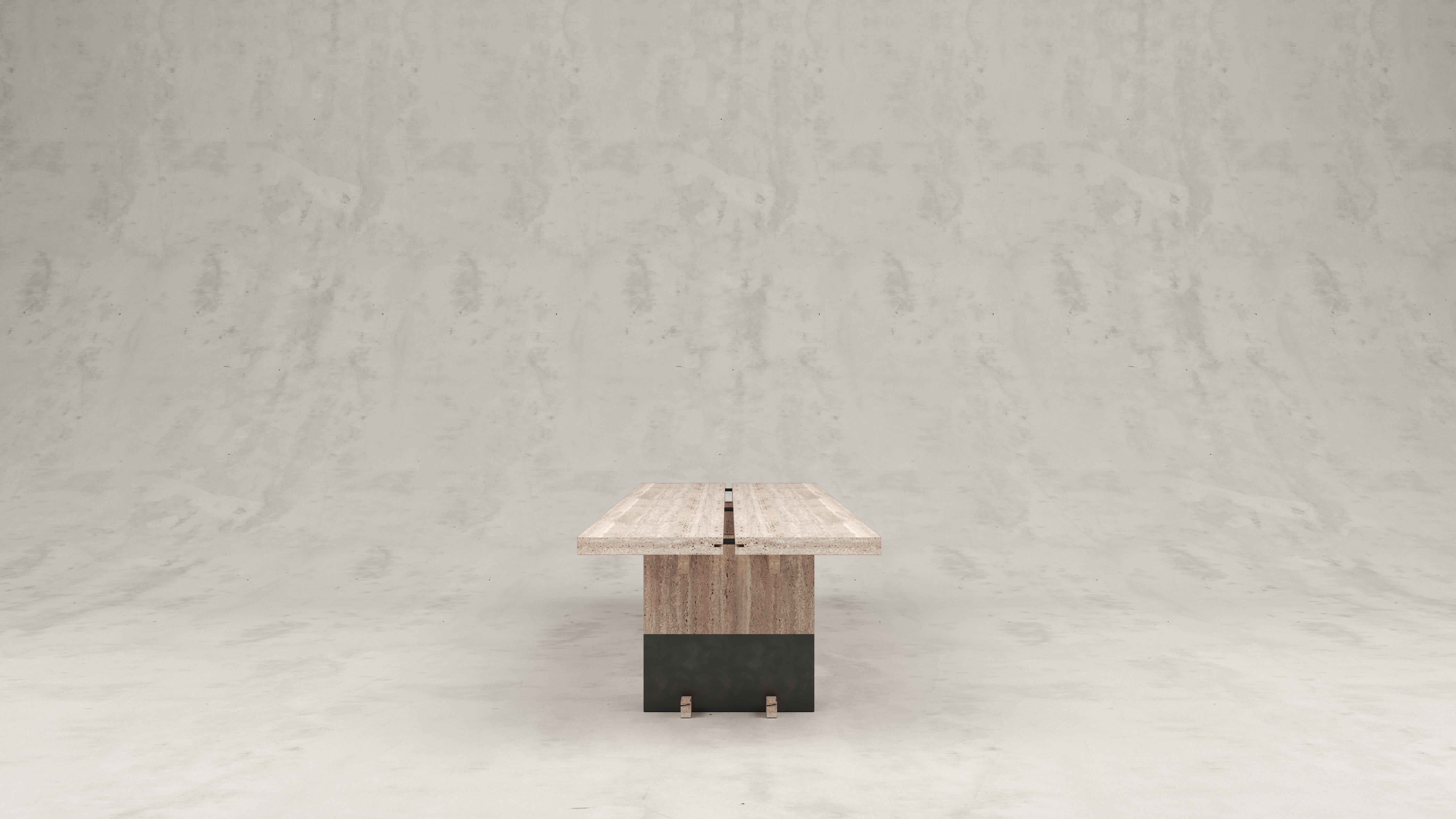 Modern Rift Travertino Gririo Dining Table by Andy Kerstens For Sale