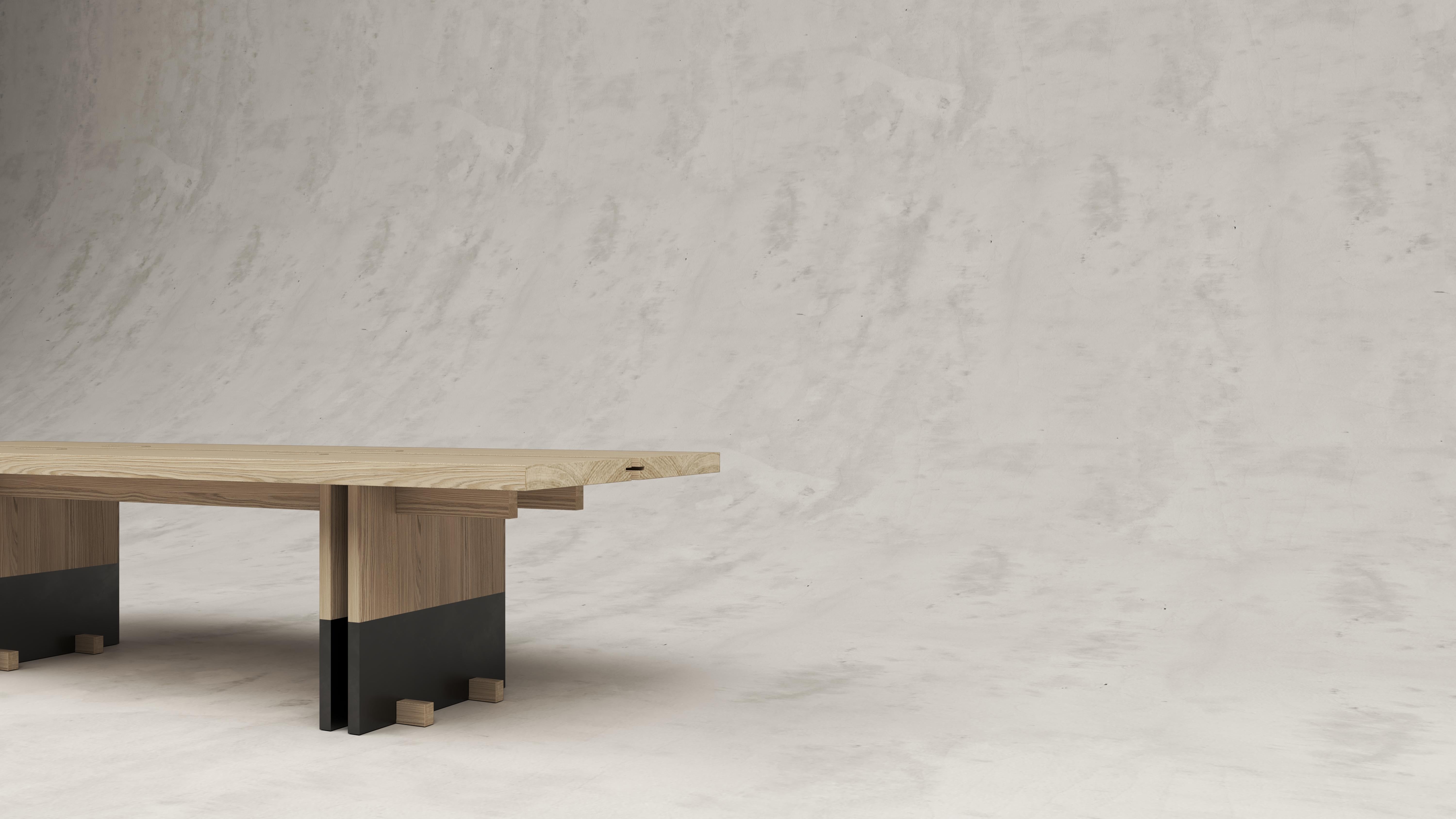 Rift Wood and Metal Dining Table by Andy Kerstens In New Condition In Geneve, CH