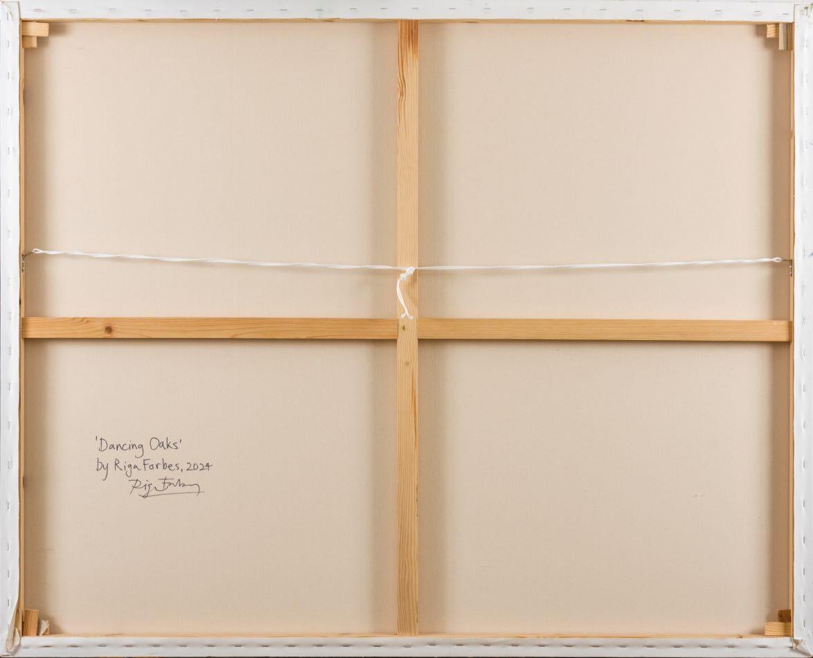 Dancing Oaks - Farbenfrohe zeitgenössische Öl-Landschaft, Impressionismus, Fauvismus – Painting von Riga Forbes