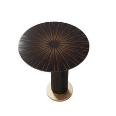 Riga Side Table With Wooden structure and Smoke Brass Details