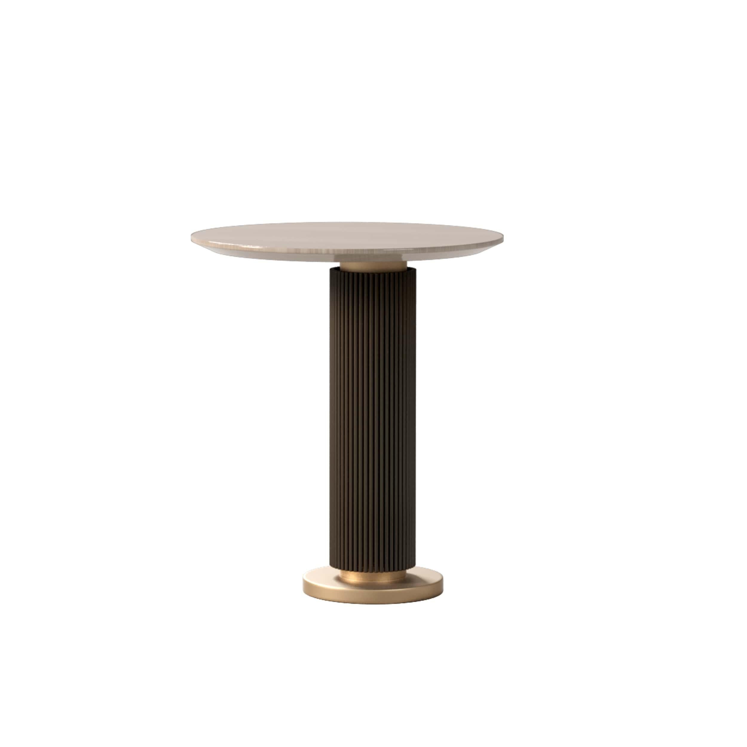 Mid-Century moderno Tavolino Riga con struttura in legno e dettagli in ottone fumè in vendita