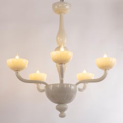 Rigadin Chandelier 5 Arms encased Ivory Murano Glass Edgar by Multiforme